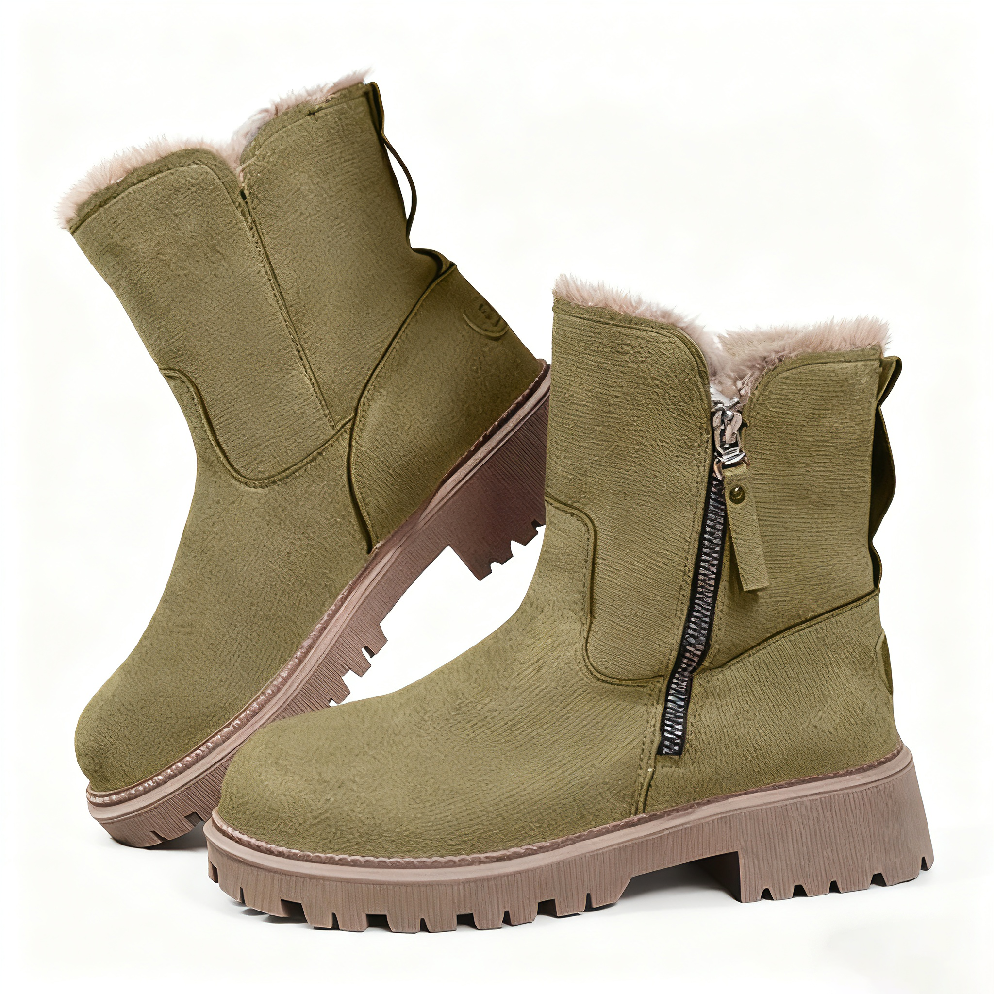 Thermal Winter Boots for Women Warm Furry Lined Mid Calf Boots