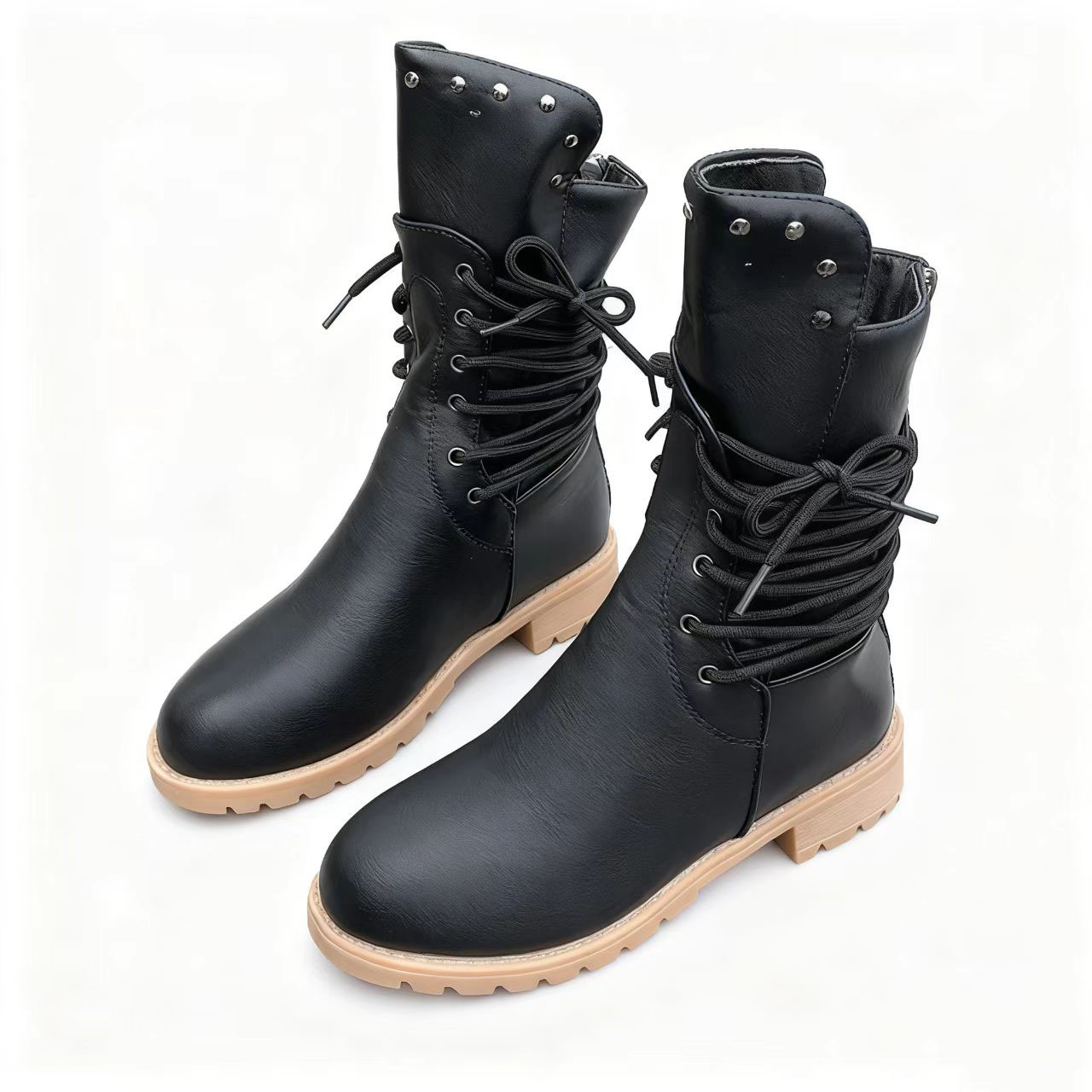 (⏳NOW ON: 60% OFF Sale! 🔥)Ladies' rivet low-heeled ankle boots