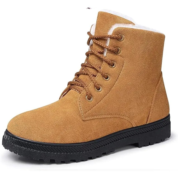 Women's Winter Snow Boots: Warm Fur-Lined Ankle Boots, Comfortable Suede Laced Ankle Boots, and Cute Flat Shoes