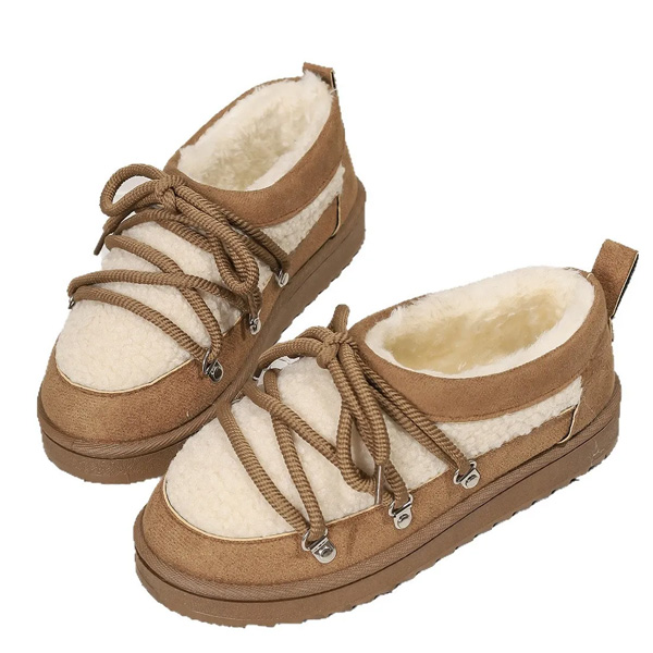 (⏳NOW ON: 60% OFF Sale! 🔥) Women's Brown Faux Suede Fleece Lined Lace-Up Shoes – Cozy Winter Casual Flats for Outdoor, Travel and Cold Weather