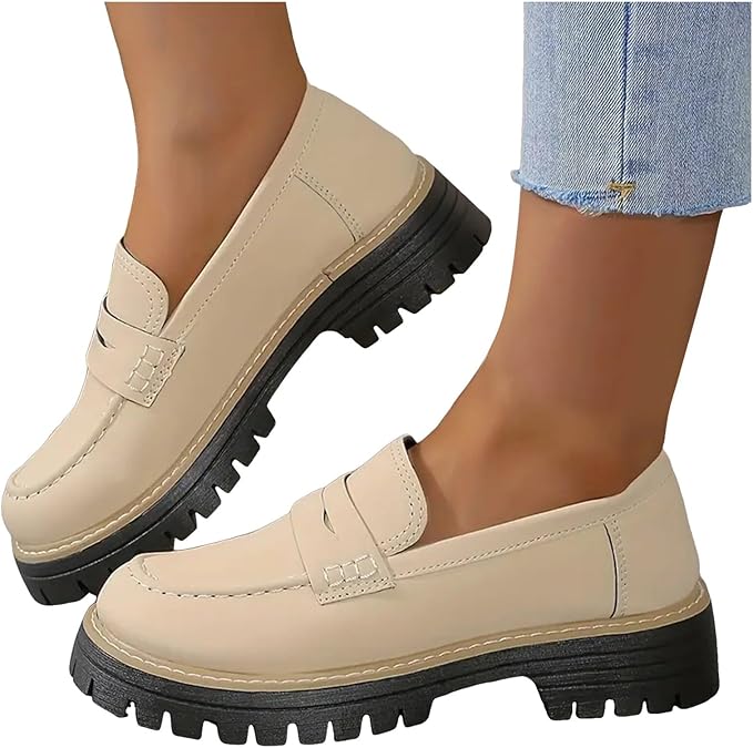 Platform Loafers for Women Suede Loafers Lug Sole Casual Work Business Casual Shoes Women Comfort Slip-On Shoes