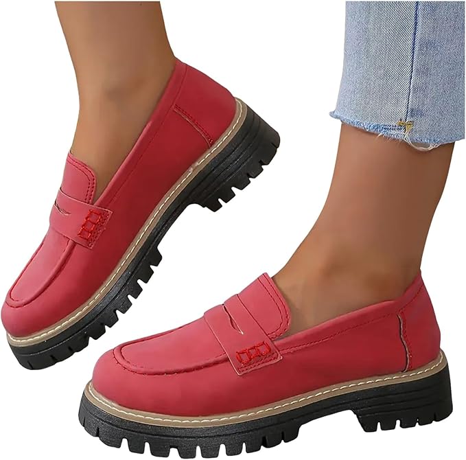 Platform Loafers for Women Suede Loafers Lug Sole Casual Work Business Casual Shoes Women Comfort Slip-On Shoes