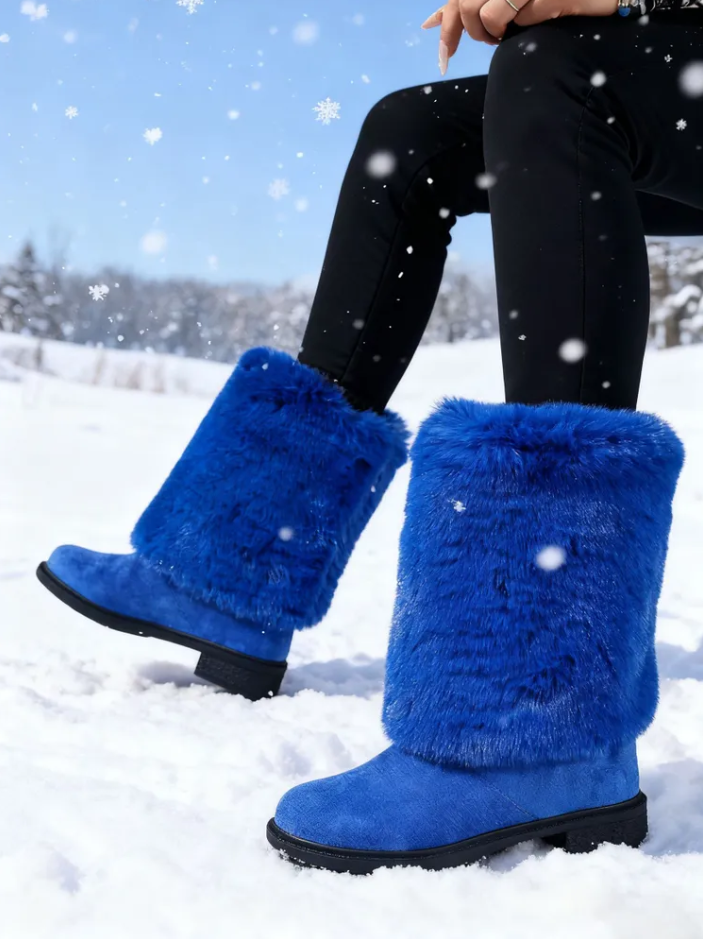 Long Faux Fur Cuff Winter Boots: Cozy & Vibrant Styles for Cold Days