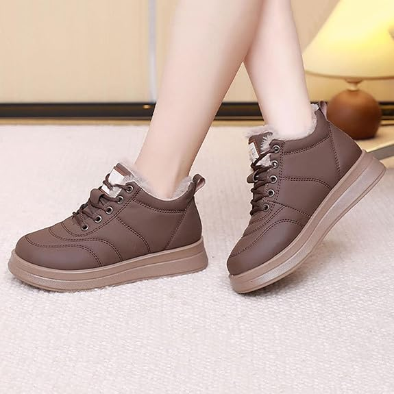 Cotton Shoes For women, Warm, Anti-Slip, Thickened Lace-up Casual Snow Boots, Outdoor Windproof Boots