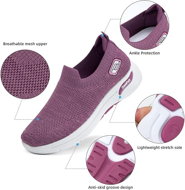 Women's Slip-On Walking Shoes Mesh Breathable Lightweight Casual Sneakers for Work Gym Running Training Shoes