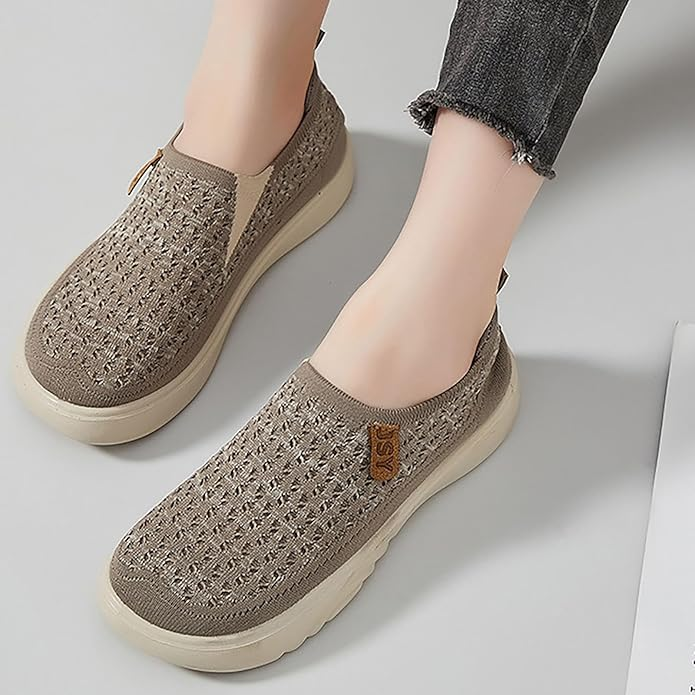 Women Sneakers Flat No Laces Sports Shoes Orthopedic Lightweight Breathable Woven Running Shoes Fashion Running Fitness Sneakers