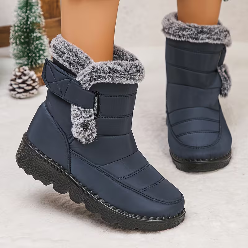 Women's Snow Boots Faux Fur Long Plush Platform Ankle Boots Waterproof Warm Cotton Winter Boots