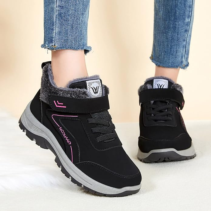 Womens Waterproof Snow Boots Ladies Ankle Faux Fur Lined Winter Warm Flat Shoes