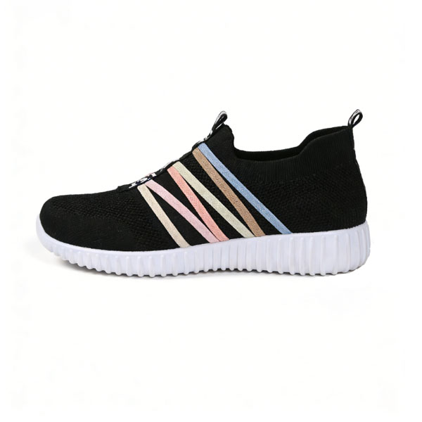 Pastel Stripe Knit Slip-Ons with Arch Support – Lightweight Walking Shoes