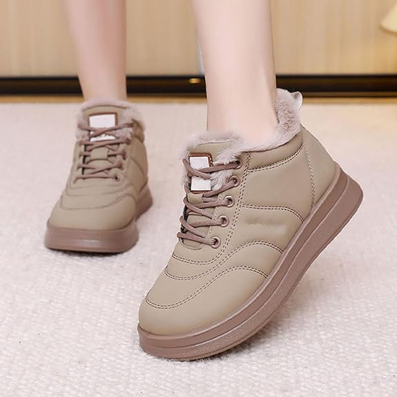 Cotton Shoes For women, Warm, Anti-Slip, Thickened Lace-up Casual Snow Boots, Outdoor Windproof Boots