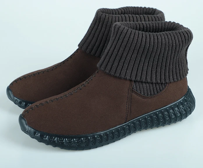  Women's Fashion Casual Autumn Winter Boots – Thermal Round Toe Slip-On with Solid Color Contrast & Flat Sole Ankle-Length for Stylish Everyday Winter Footwear