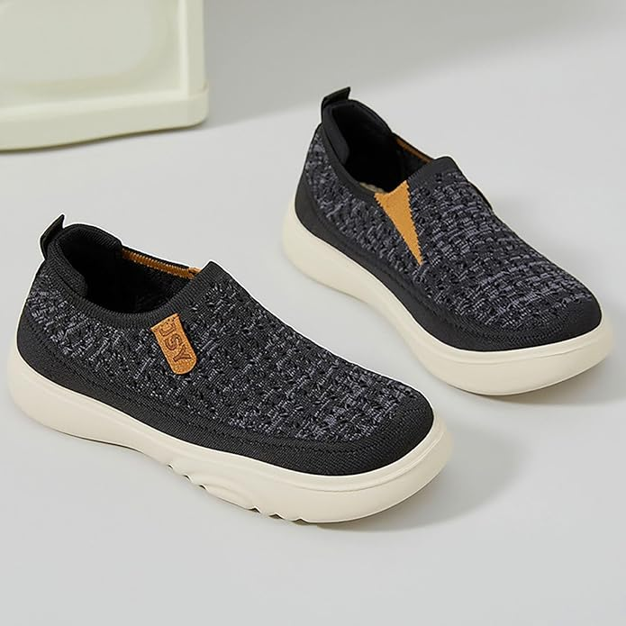 Women Sneakers Flat No Laces Sports Shoes Orthopedic Lightweight Breathable Woven Running Shoes Fashion Running Fitness Sneakers