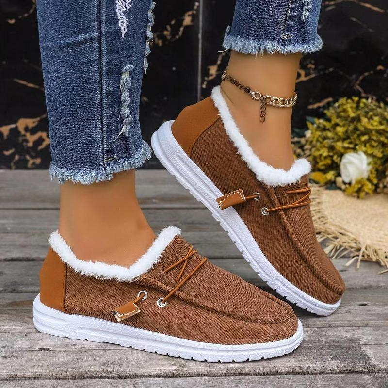 Women's Winter Warm Shoes Fleece Lined Boat Shoe Slip On Comfort Shoes Womens Lace Up Loafers Flats Shoes Women's Casual Shoes