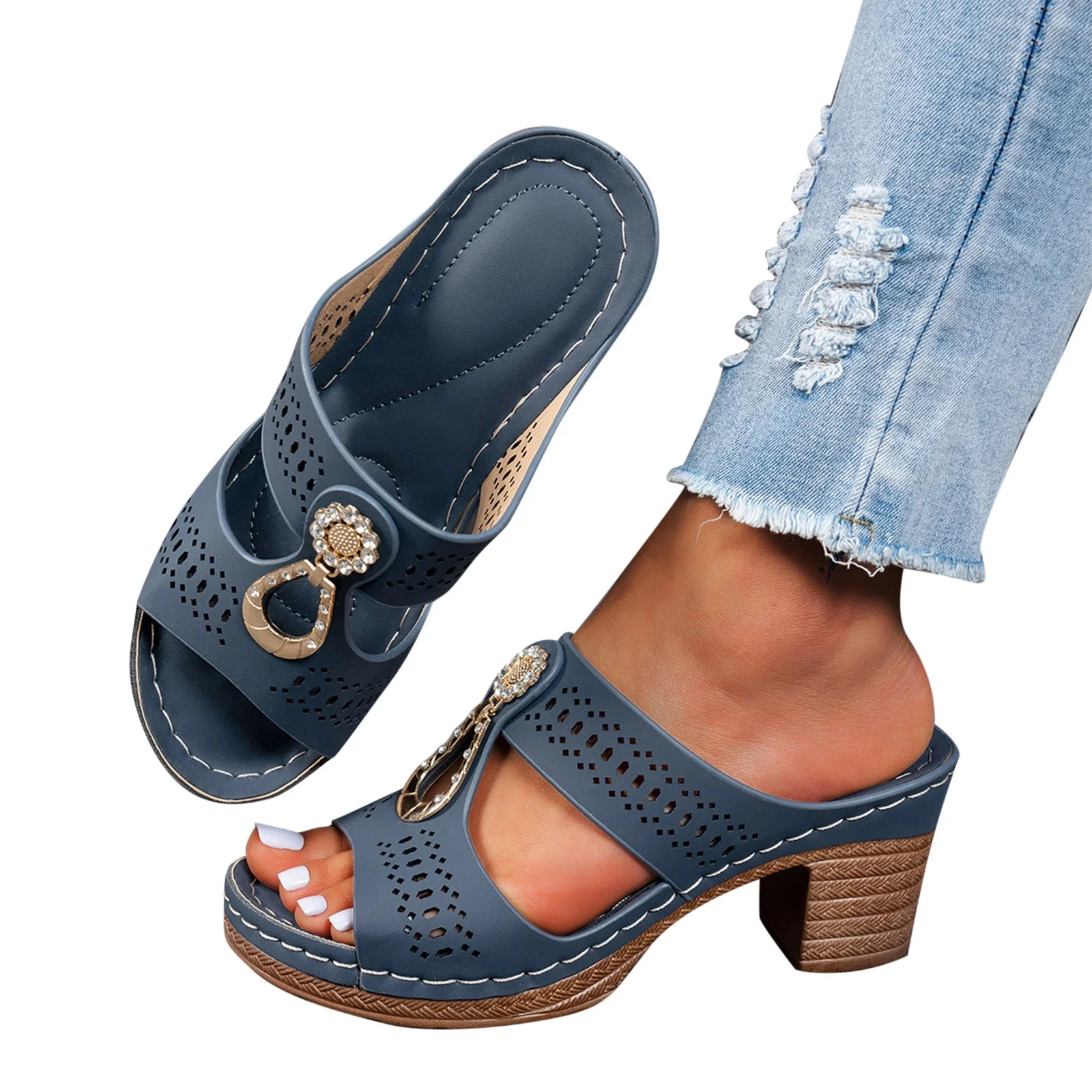 Orthopedic Rhinestones Heel Sandals ( BUY 2 FREE SHIPPING )