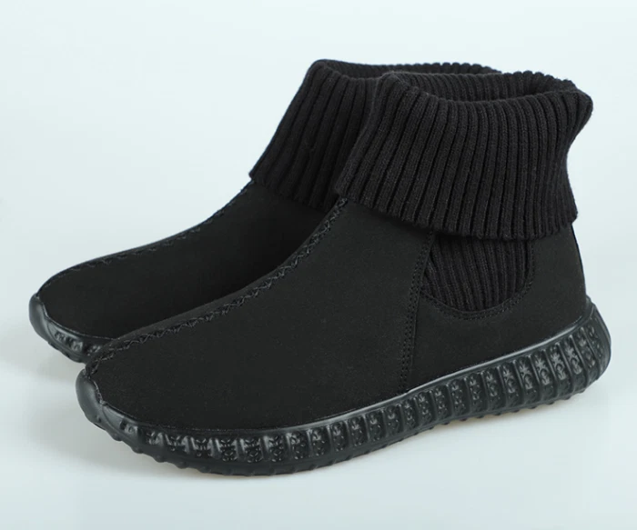  Women's Fashion Casual Autumn Winter Boots – Thermal Round Toe Slip-On with Solid Color Contrast & Flat Sole Ankle-Length for Stylish Everyday Winter Footwear