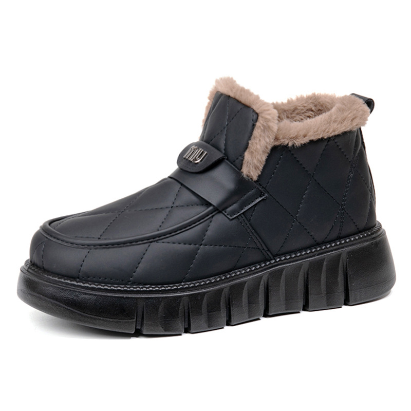 Winter Boots for Women Warm Fur Lined Memory Foam Women Loafer Slippers Outdoor Waterproof Slip on Comfortable Ankle Boots