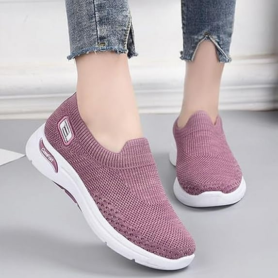Orthopedic Shoes for Women Breathable Slip on Diabetic Shoes Comfort Wear Plantar Fasciitis Shoe, Wide Width Soft Sole Arch Support Walking Sneakers Casual Mesh Comfortable Tennis Sneakers