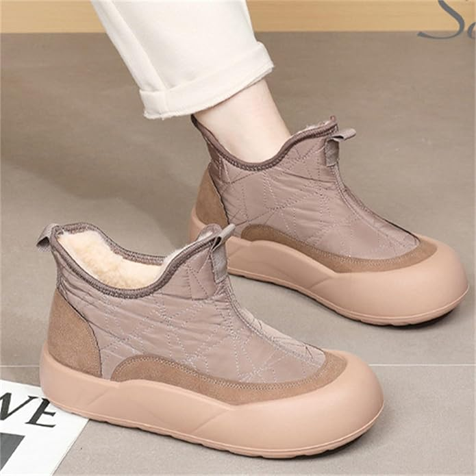 Snow Boots Women's Thick Warm Lined Cotton Shoes Heel Pad Silicone