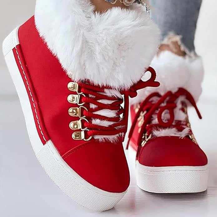 Winter Women's Snow Boots Short Barrel,Plus Size, Fleece Lined Thickened Boots for Cold Weather