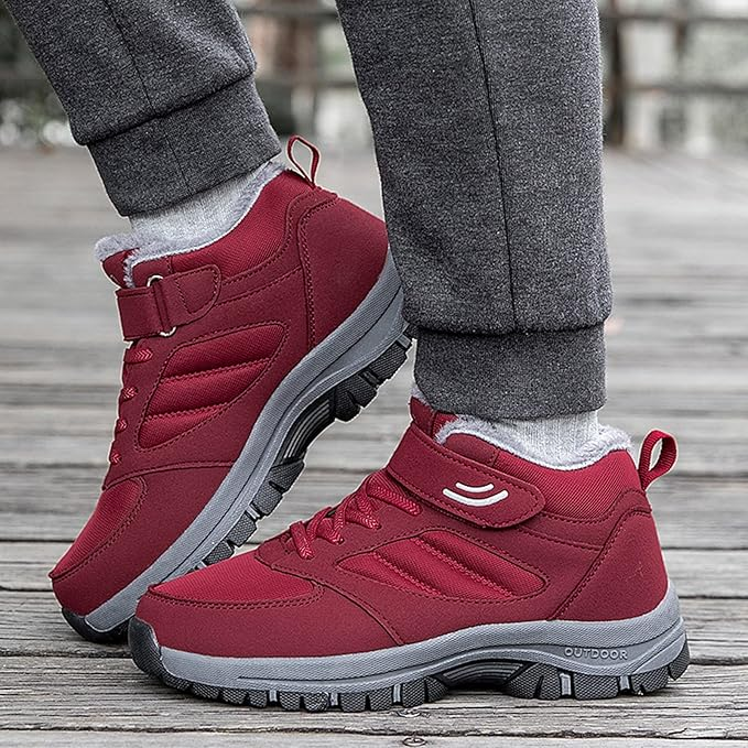 Snow Boots Womens Waterproof Fashion Winter Women Snow Boots Thick Soles Non Slip Solid Color Hook Loop for Warm and Comfort Wide Fit Walking Shoes Women Warm Faux Fur Lined Snow Boots