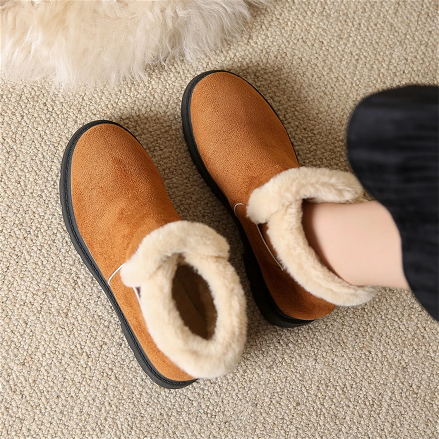 Women's Snow Boots with Faux Fur Lined Comfort Round Toe Warm Shoes for Winter
