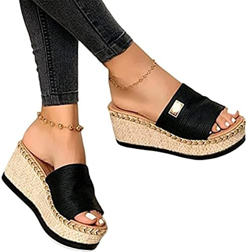 Women's Braided Strap Slingbacks Wedge Heel Slippers