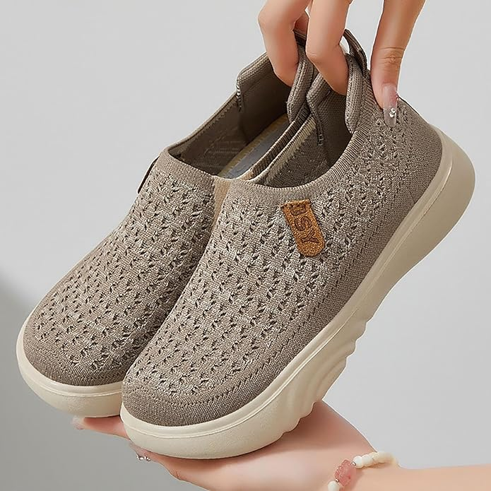 Women Sneakers Flat No Laces Sports Shoes Orthopedic Lightweight Breathable Woven Running Shoes Fashion Running Fitness Sneakers