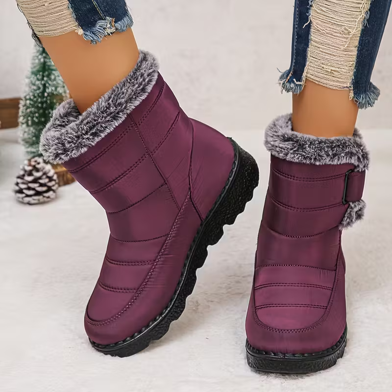 Women's Snow Boots Faux Fur Long Plush Platform Ankle Boots Waterproof Warm Cotton Winter Boots