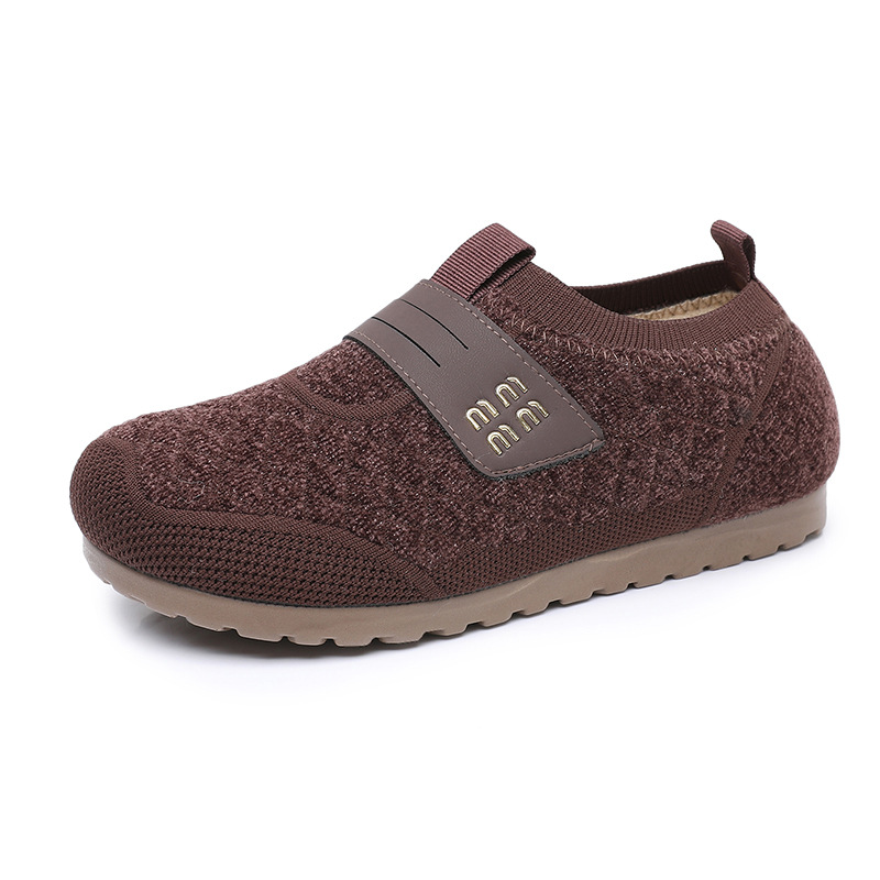 Women's Patchwork Plush Lined Slip On Flats Loafers Comfort Winter Warm Shoes