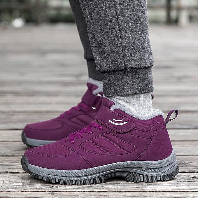 Snow Boots Womens Waterproof Fashion Winter Women Snow Boots Thick Soles Non Slip Solid Color Hook Loop for Warm and Comfort Wide Fit Walking Shoes Women Warm Faux Fur Lined Snow Boots