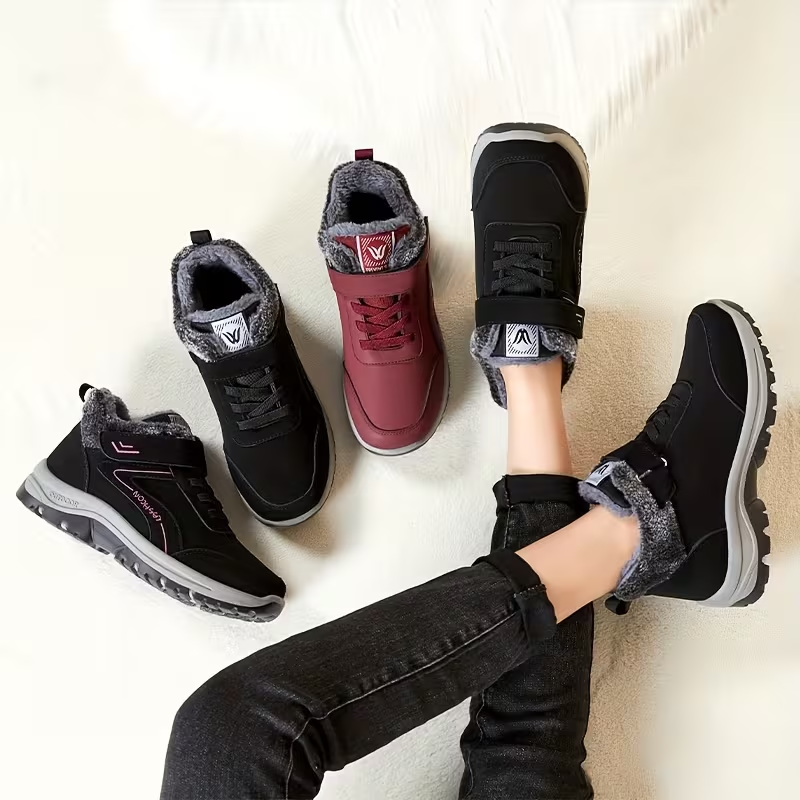 Womens Waterproof Snow Boots Ladies Ankle Faux Fur Lined Winter Warm Flat Shoes