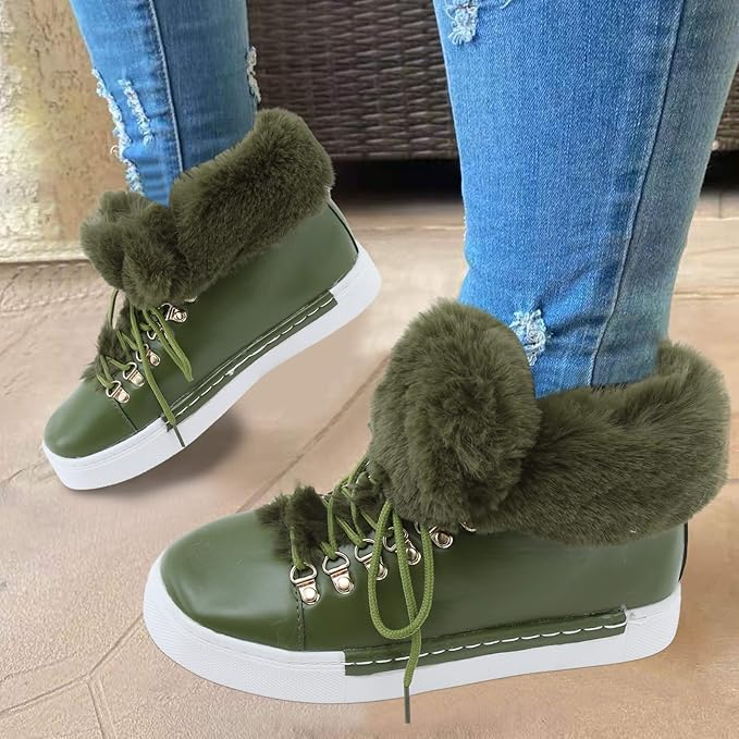 Winter Women's Snow Boots Short Barrel,Plus Size, Fleece Lined Thickened Boots for Cold Weather