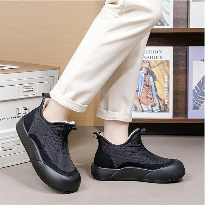 Snow Boots Women's Thick Warm Lined Cotton Shoes Heel Pad Silicone