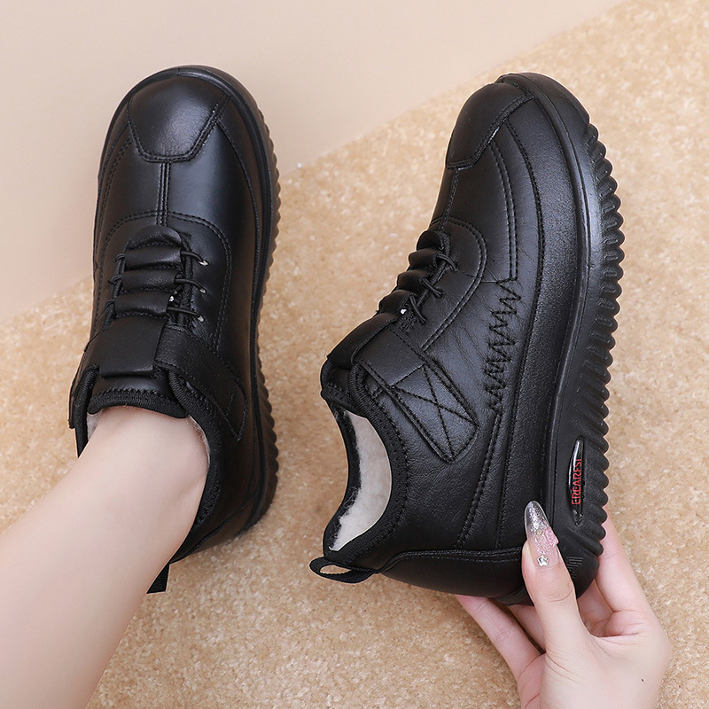 Waterproofs Boots Women's Boots Spring Autumn Winter Plus Velvet Non Slip Soft Sole Warm Cotton Shoes Comfortable Thickened All Middle And Elderly Mother Shoes Wide Fit Walking