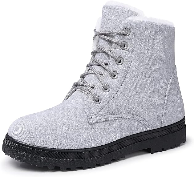 Women's Winter Snow Boots: Warm Fur-Lined Ankle Boots, Comfortable Suede Laced Ankle Boots, and Cute Flat Shoes
