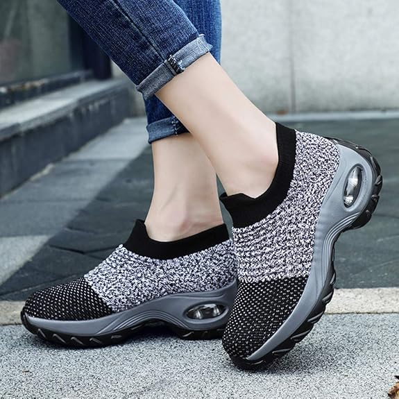 Womens Walking Shoes Sock Casual Ladies Fashion Sneakers Comfortable Slip On Air Cushion Platform Women's Footwear