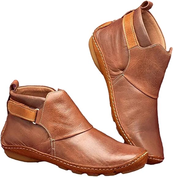 Comfy Daily Adjustable Soft Leather Booties Women Boots, Casual Comfy 