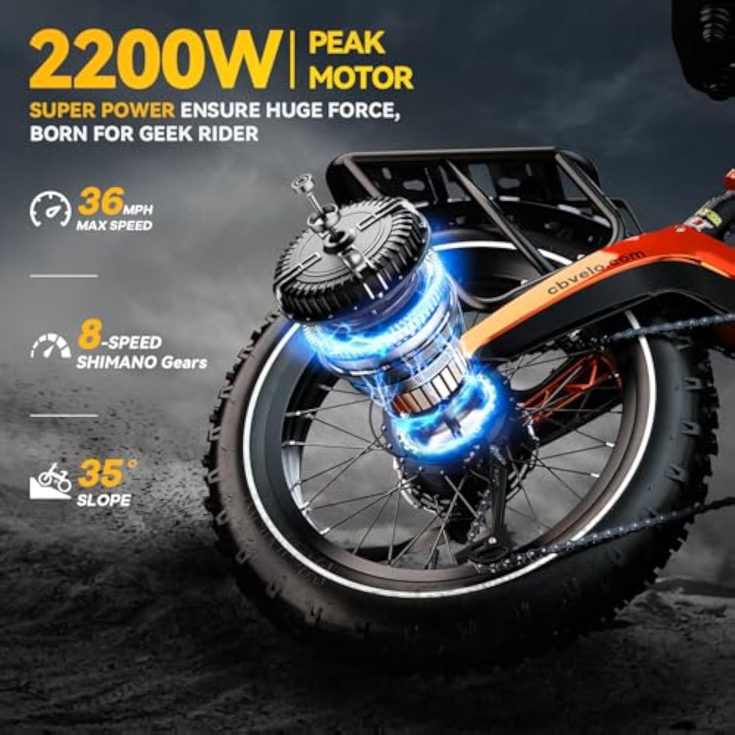 1000W (2000W peak) adult folding electric bicycle, 35 mph top speed with 100-mile range