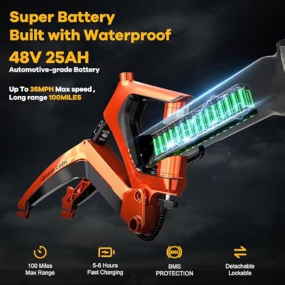 1000W (2000W peak) adult folding electric bicycle, 35 mph top speed with 100-mile range