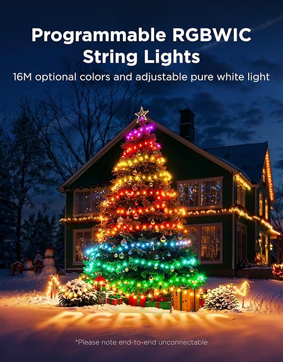 Christmas Express Delivery — Arrives in 7 Days  Smart Christmas Lights: 99ft 300 RGBWIC LEDs with Voice & App Control
