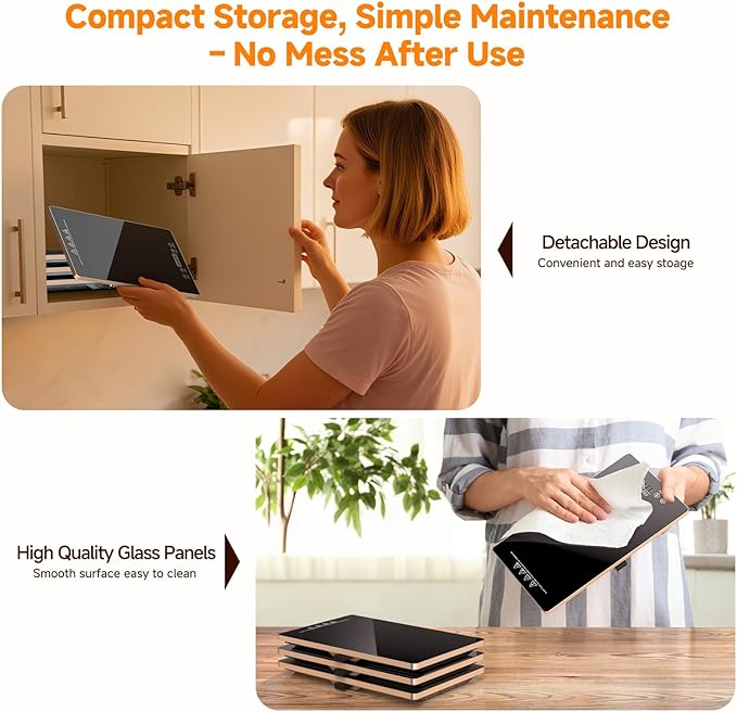 4-in-1 Electric Buffet Warming Tray, 33" x 15" Large Glass Surface Food Warmer with 10 Temperature Settings & Timer