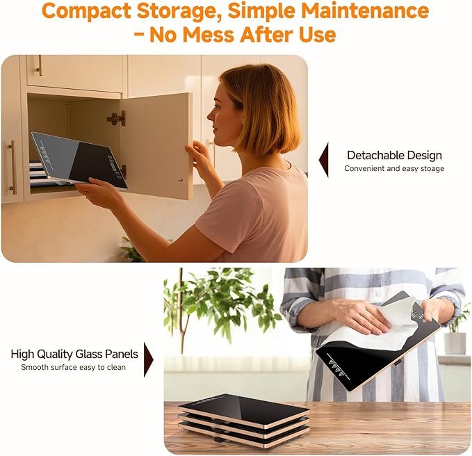 4-in-1 Electric Buffet Warming Tray, 33" x 15" Large Glass Surface Food Warmer with 10 Temperature Settings & Timer