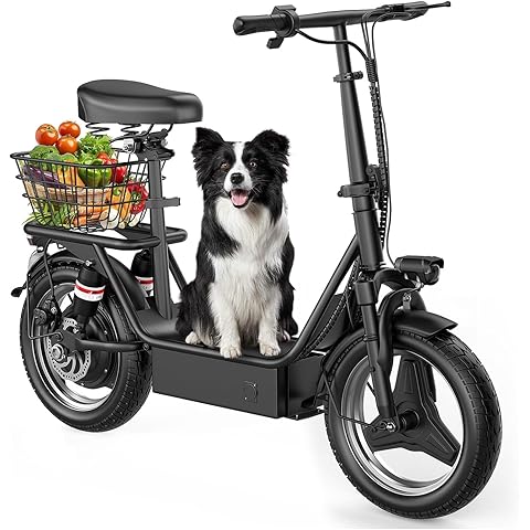 All-Rounder E-Scooter: Foldable with Seat & Large Basket for Commuting, Cargo & Pets