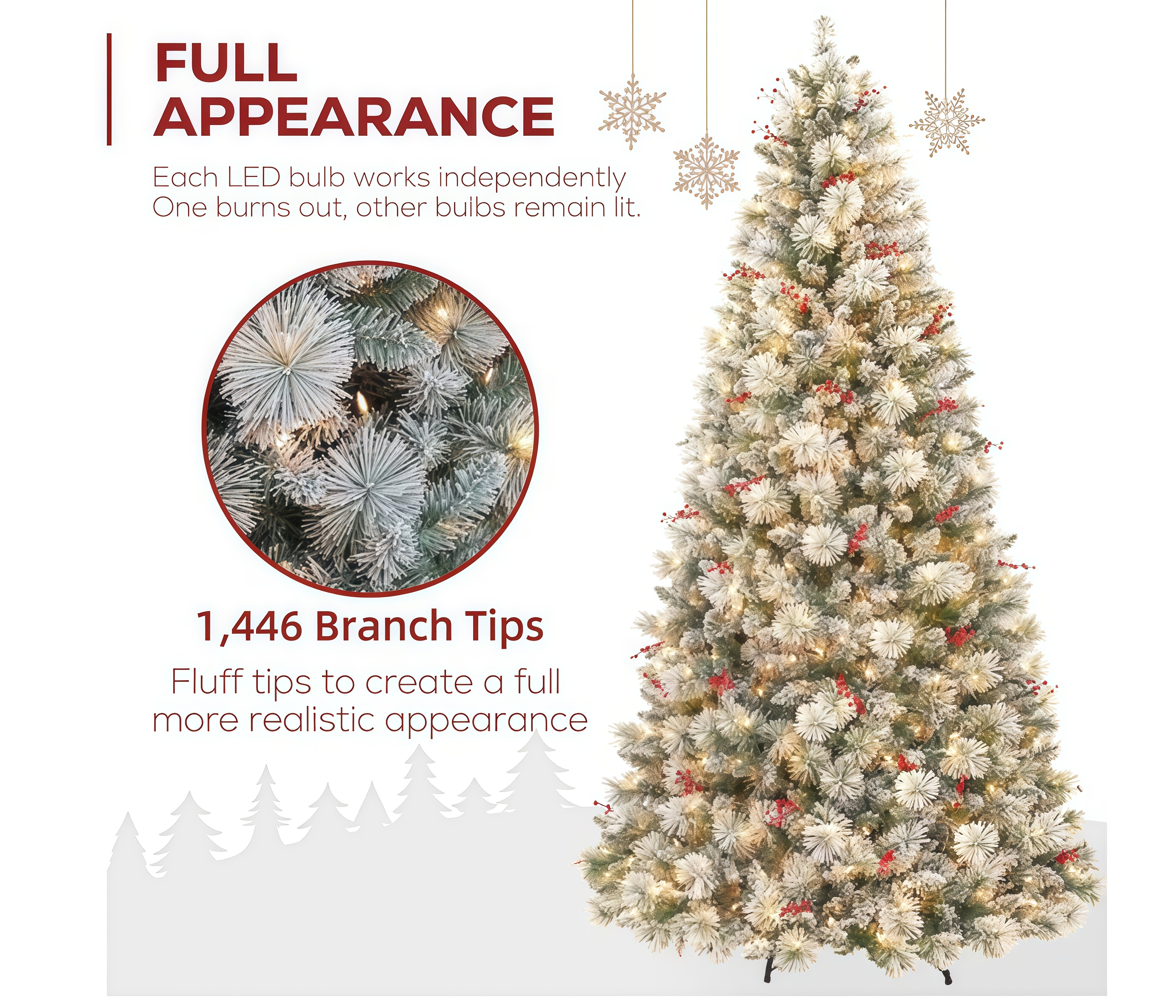 Christmas Express Delivery — Arrives in 7 Days  Hykolity 7.5 ft Snow Flocked Christmas Tree with 450 Warm White Lights