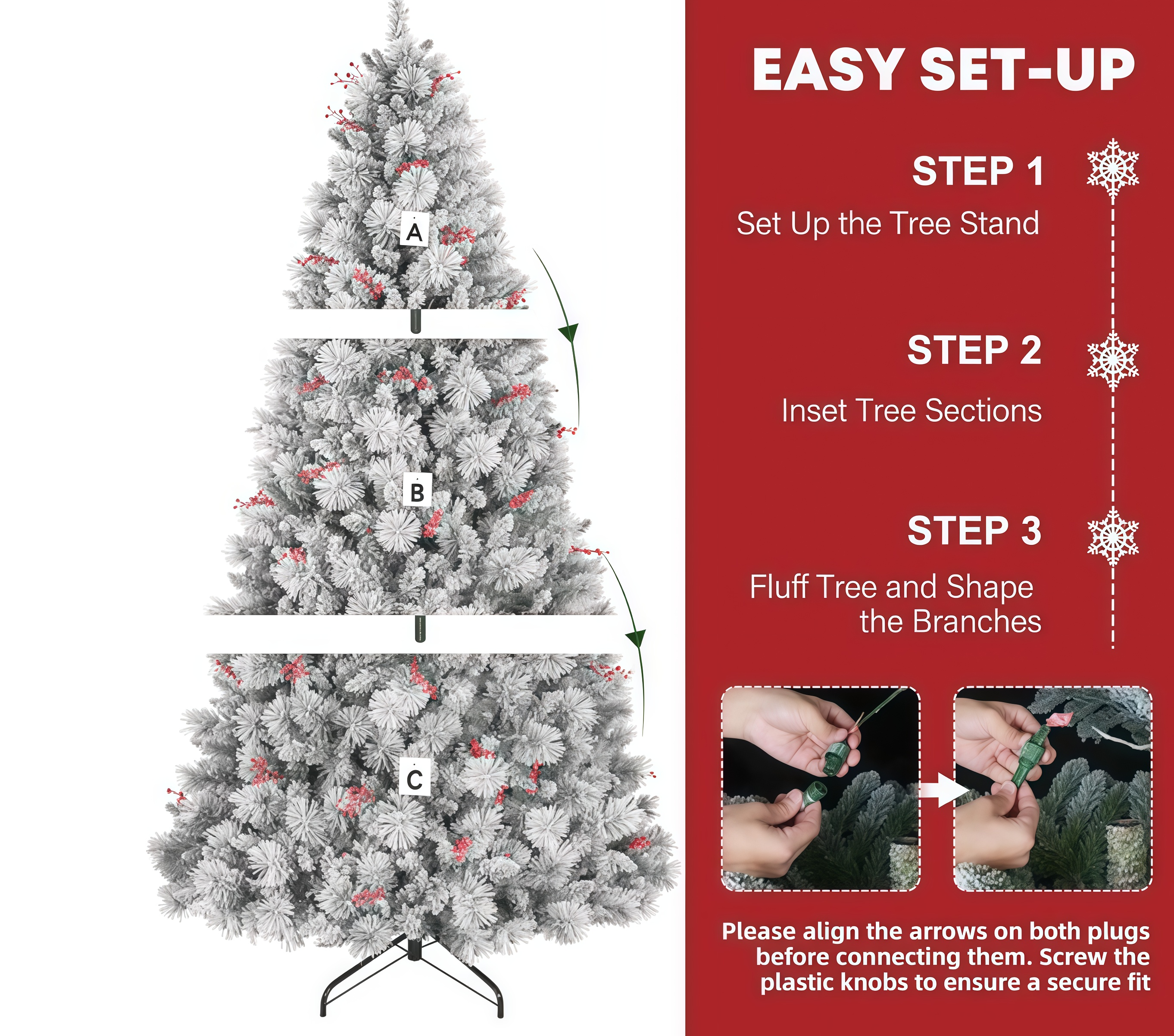 Christmas Express Delivery — Arrives in 7 Days  Hykolity 7.5 ft Snow Flocked Christmas Tree with 450 Warm White Lights