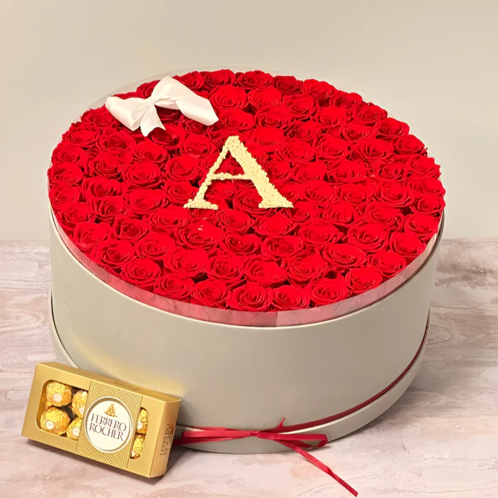 Glitter Rose Box With Initial Couple Gift