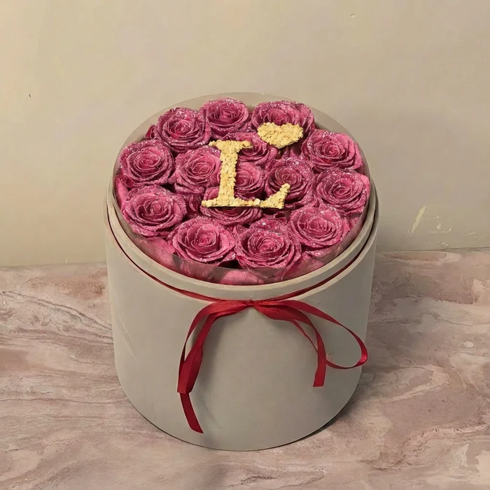 Glitter Rose Box With Initial Couple Gift