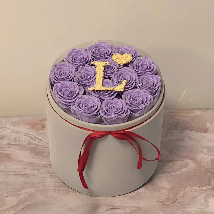 Glitter Rose Box With Initial Couple Gift