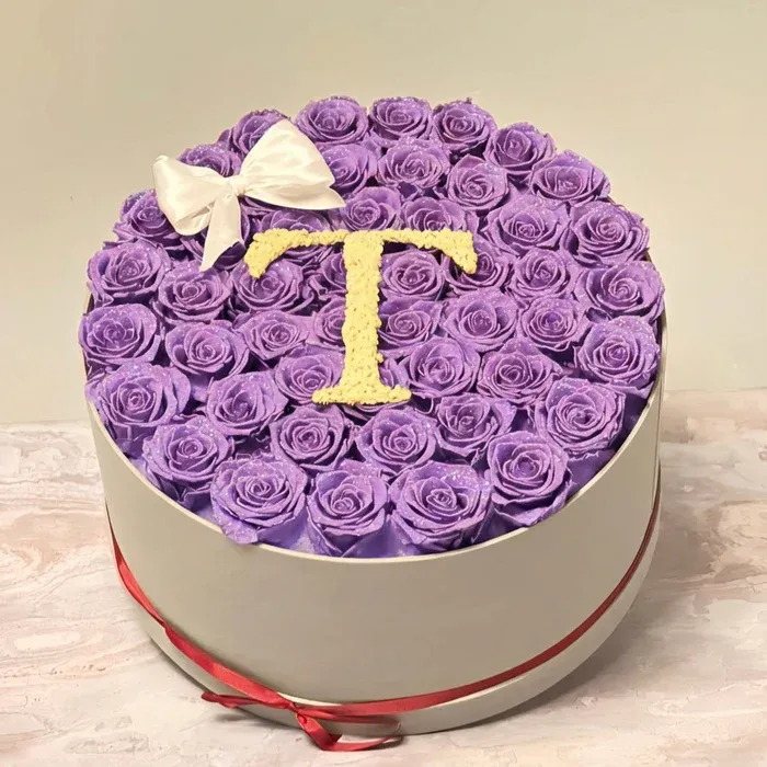 Glitter Rose Box With Initial Couple Gift