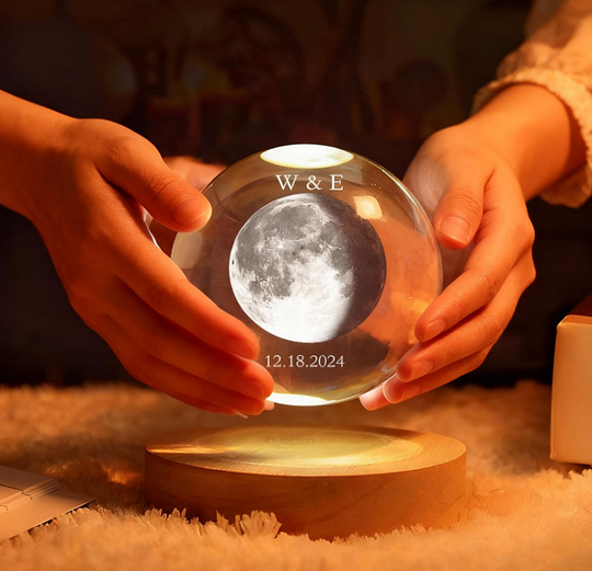 Personalized Moon Phase Crystal Ball Night Light Home Decor Couple Gift for Anniversary